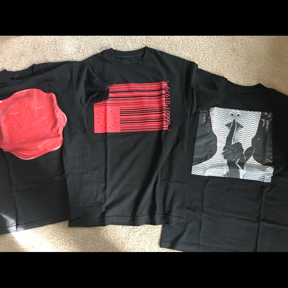 5 Black Black Scale shirts, black, medium